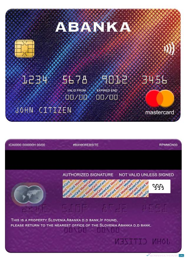 Download Slovenia Abanka d.d bank mastercard Photoshop template